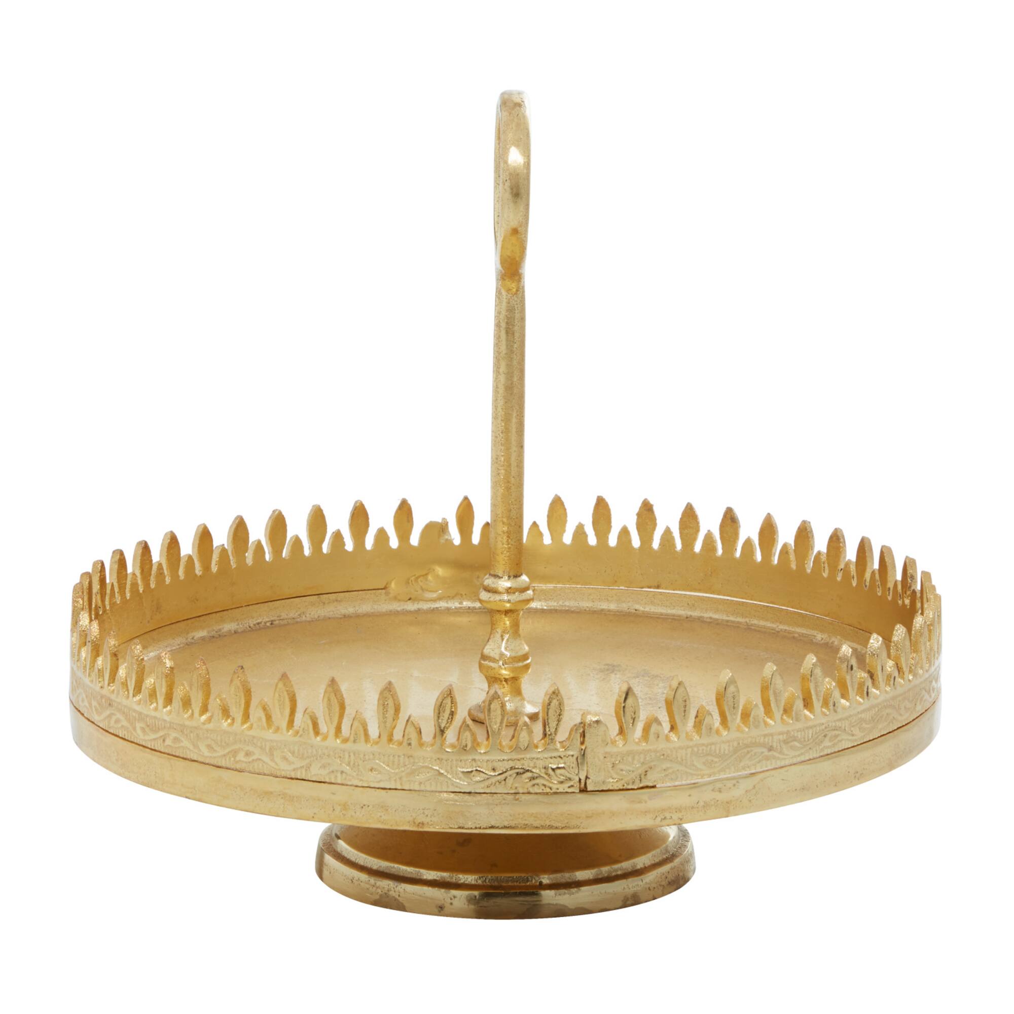 13" Gold Aluminum Glam Tray Stand